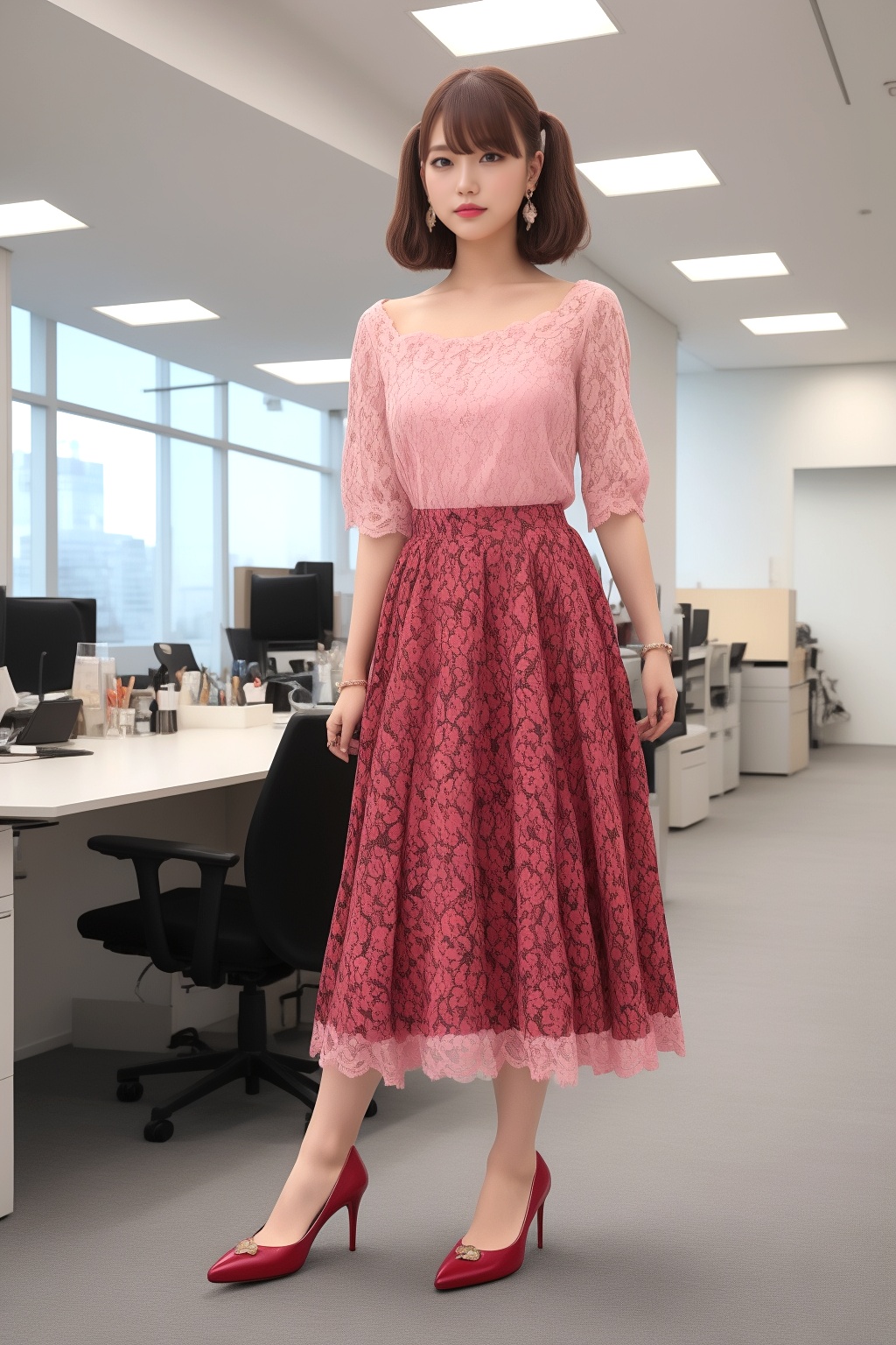 素足で挑むOLのハイヒール図鑑 part2 OL チュールスカート 4