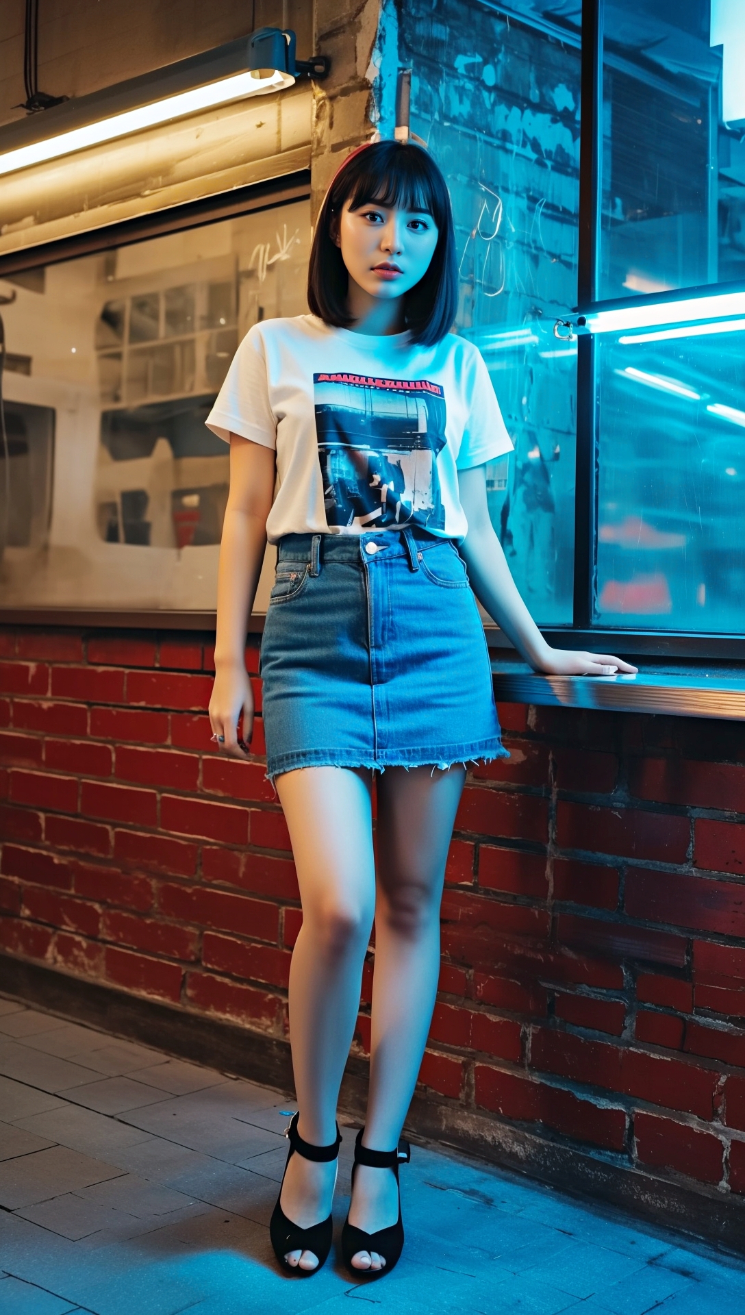 デニム素材のミニスカ生足美女 part6 サンダル デニム 2