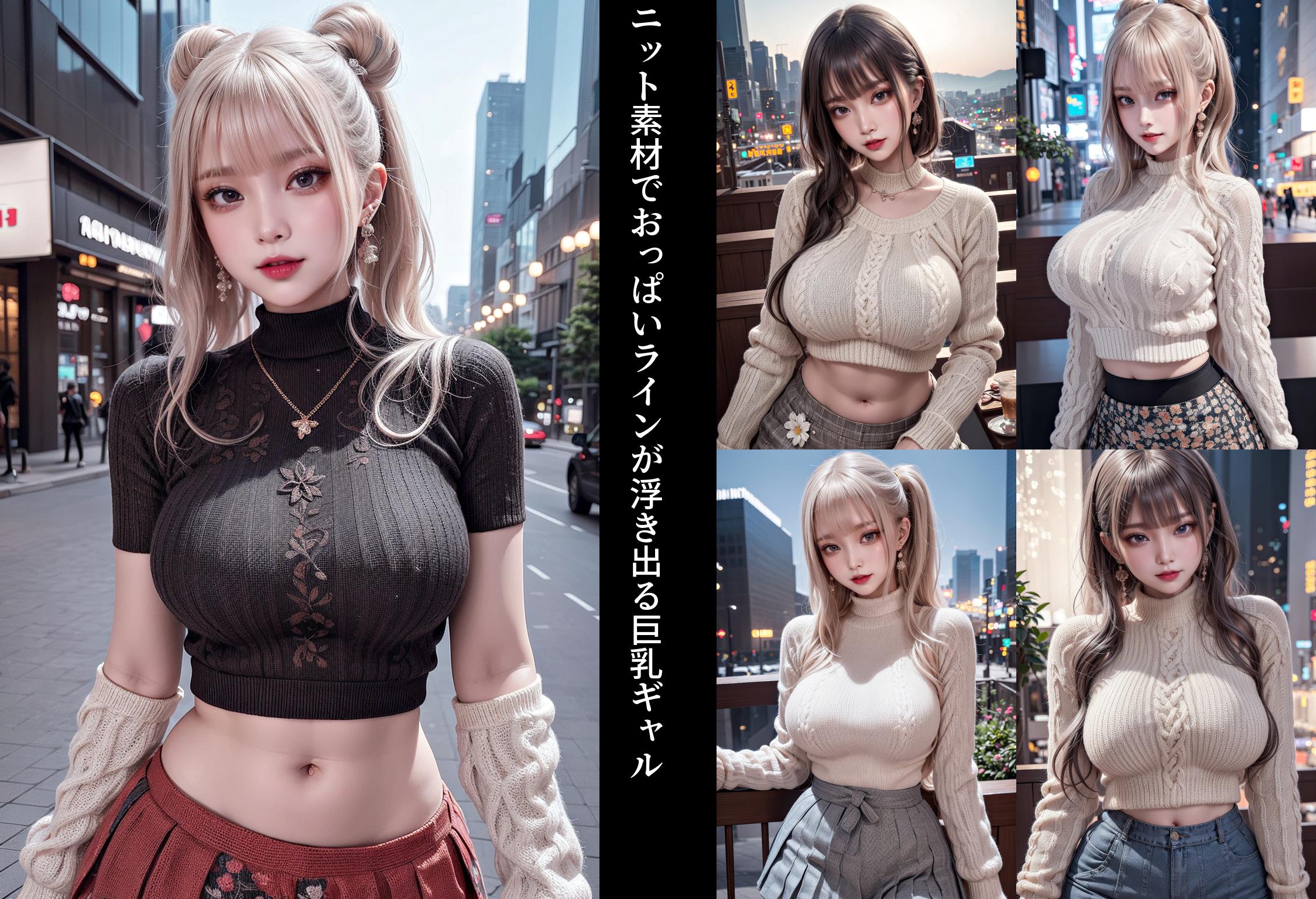 ニット素材でおっぱいラインが浮き出る巨乳ギャル part6