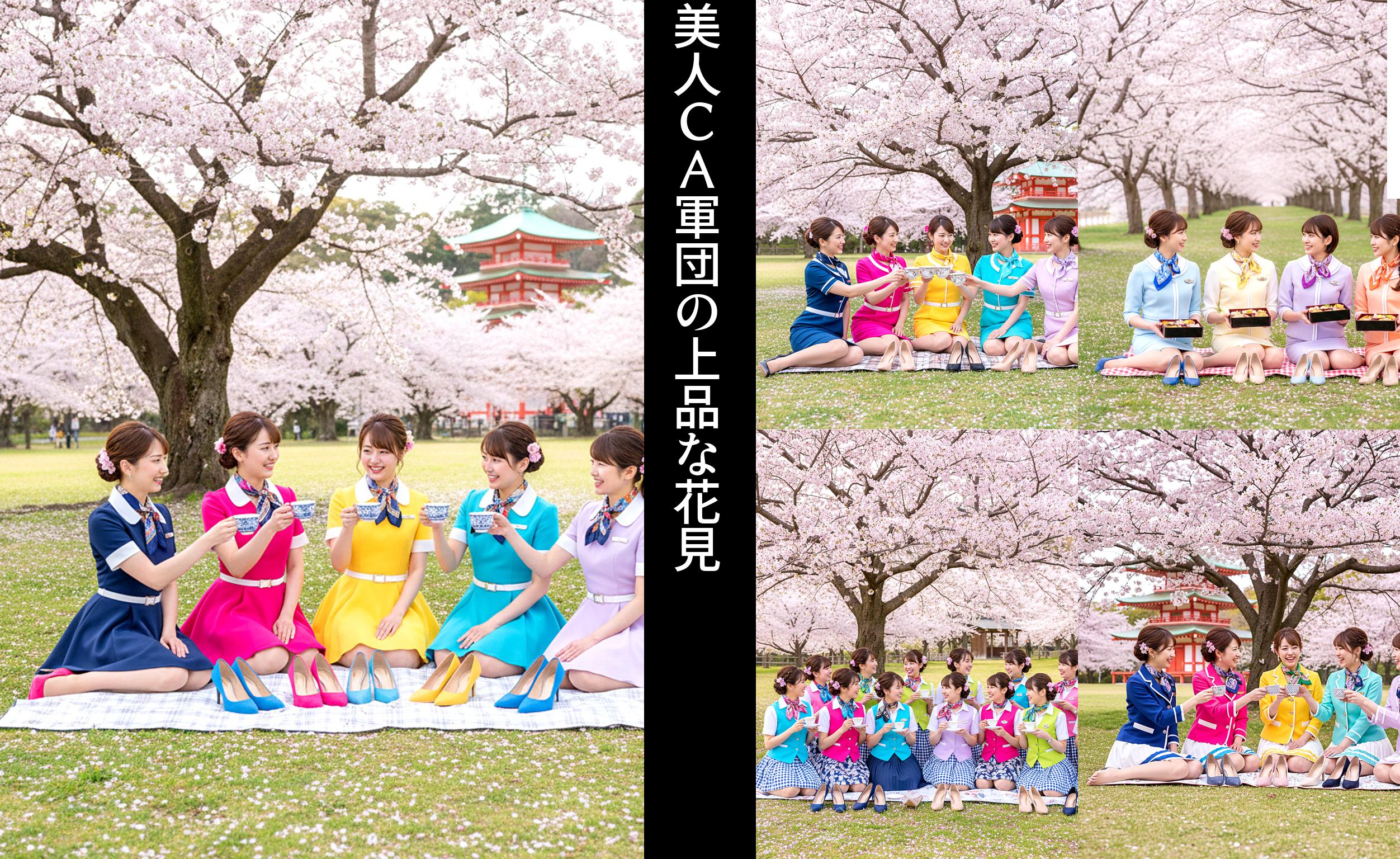 美人ＣＡ軍団の上品な花見 part1