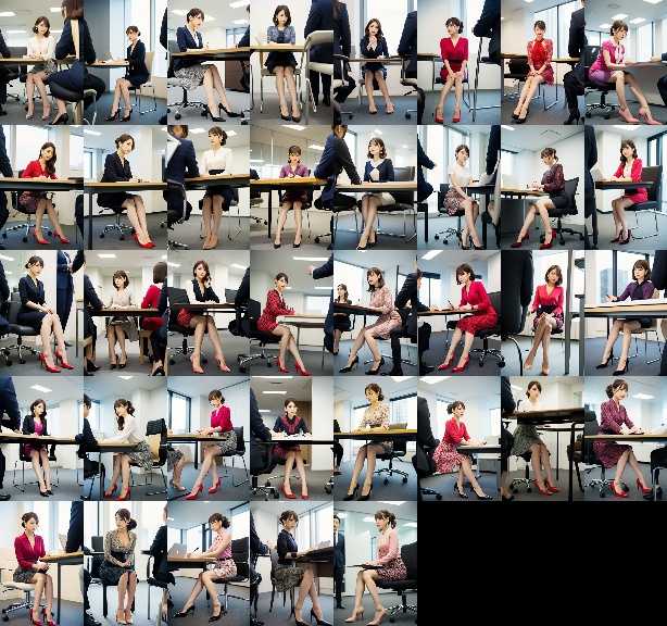 会議中のOLの机の下の生脚パンプス part2