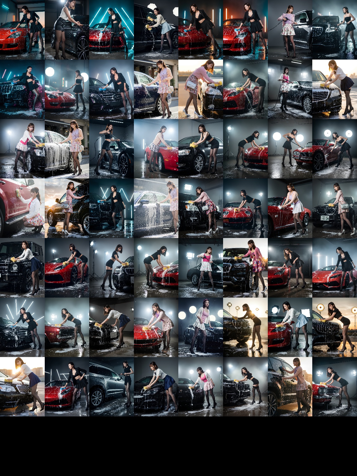 【高画質】ミニスカ黒ストで洗車する女 part2