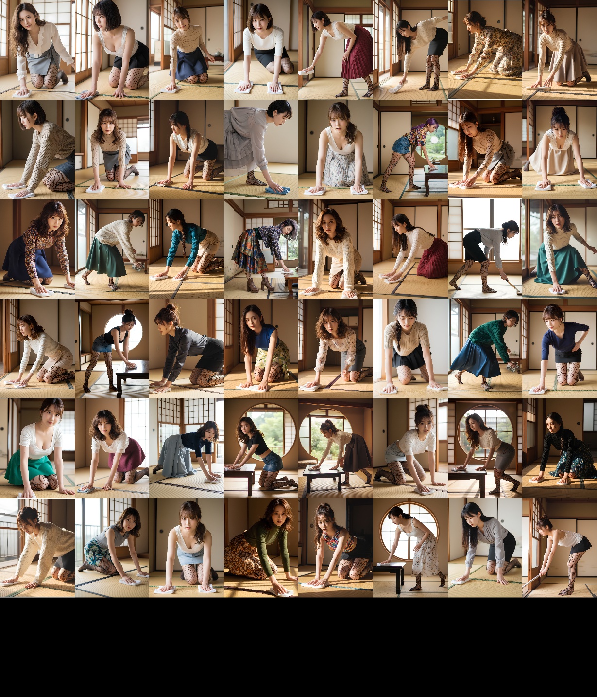 【高画質】網タイツで畳の部屋掃除をするオンナ part2