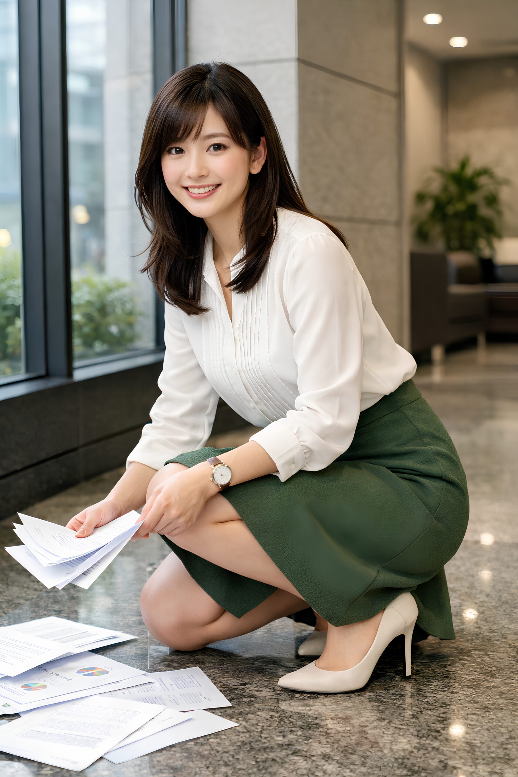 【超高画質】書類を拾う美人ＯＬのパンプス脚 part1 高画質 超高画質 6