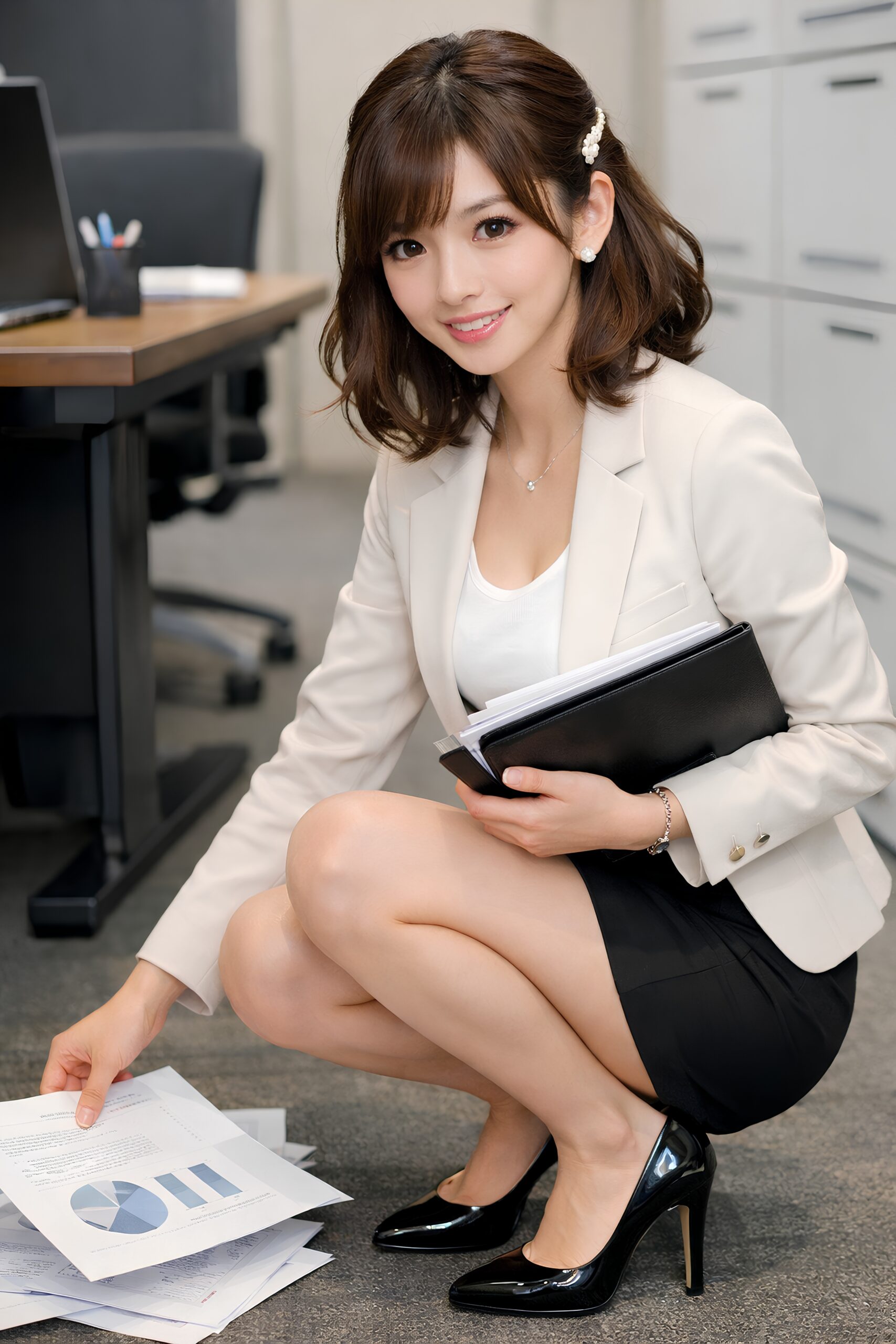 【超高画質】書類を拾う美人ＯＬのパンプス脚 part1 高画質 超高画質 5