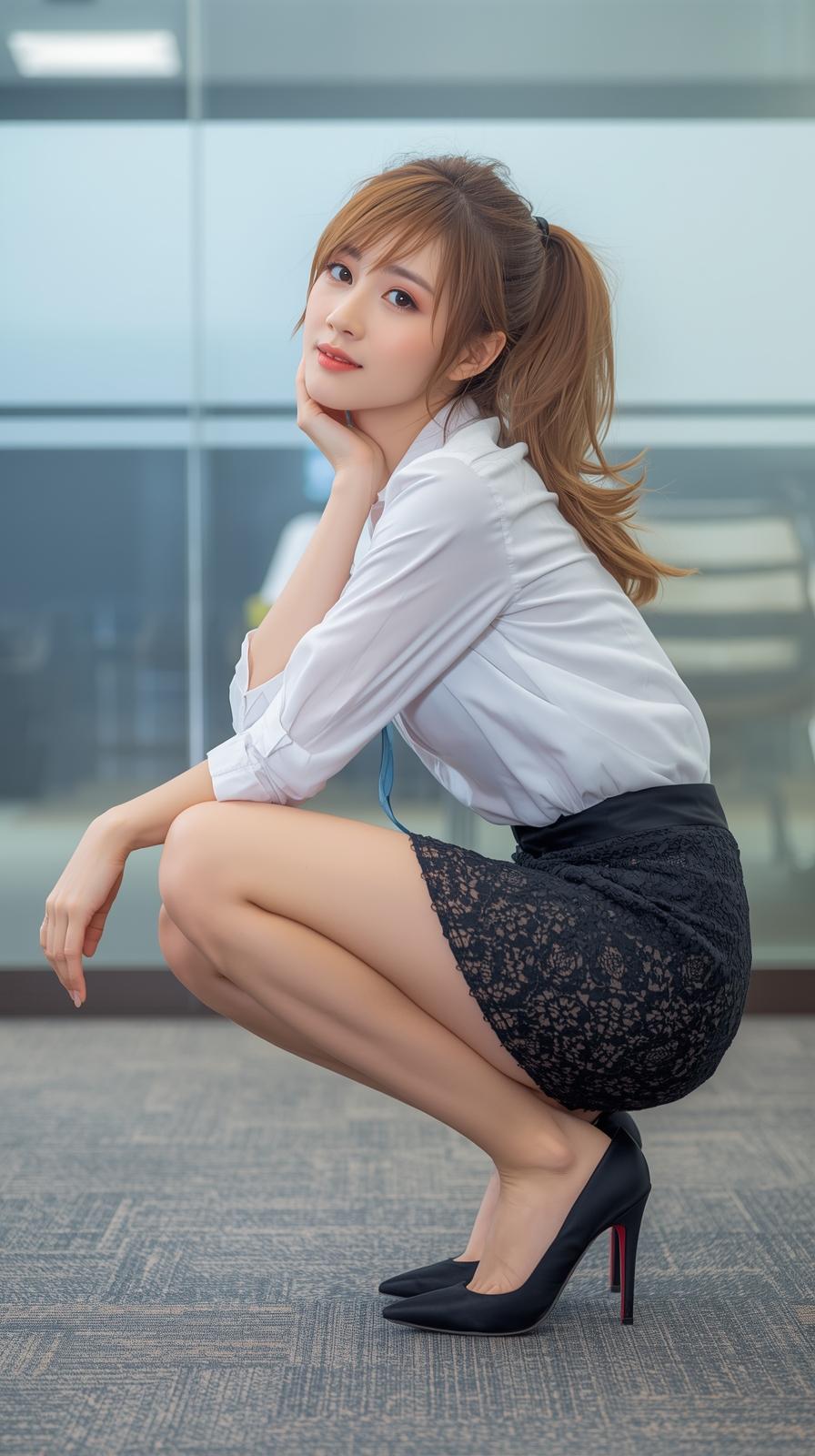 恵比寿で働く美脚ハイヒールしゃがみOL part1 OL しゃがみ 2