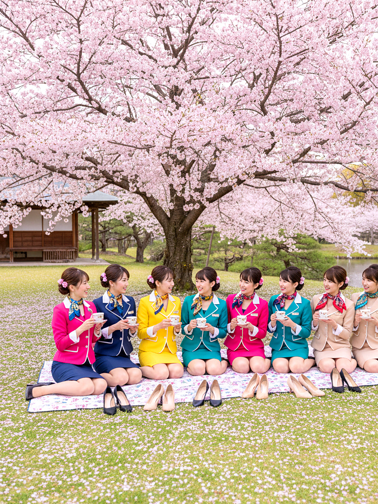 美人ＣＡ軍団の上品な花見 part1 CA キャビンアテンダント 3