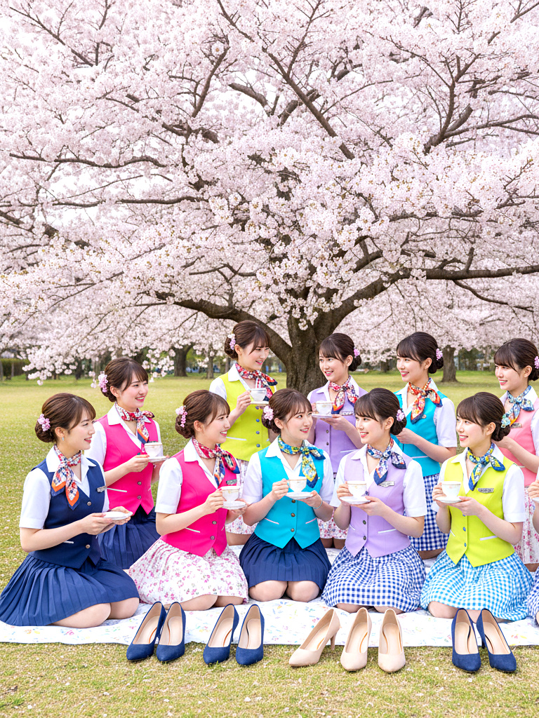 美人ＣＡ軍団の上品な花見 part1 CA キャビンアテンダント 1