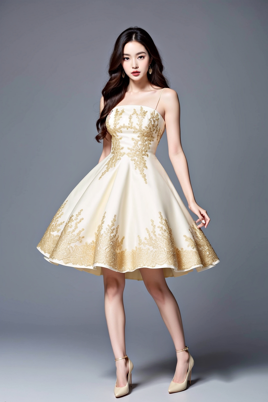 豪華なドレスを着た黒髪の生足ハイヒール美女 part10 ドレス ハイヒール 5