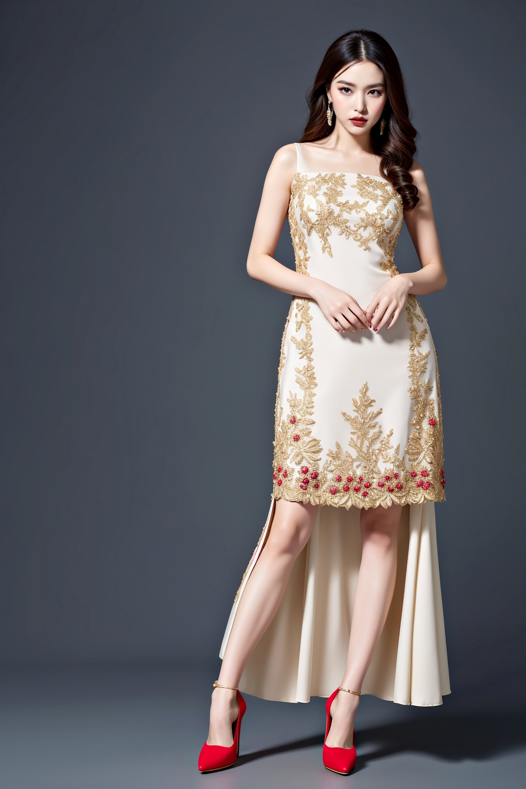 豪華なドレスを着た黒髪の生足ハイヒール美女 part10 ドレス ハイヒール 5