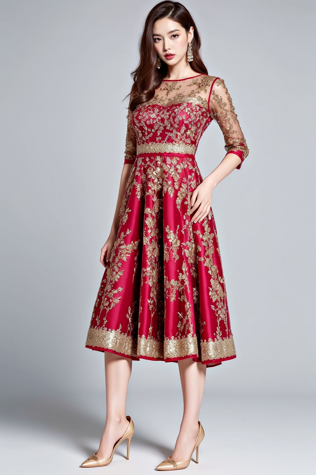 豪華なドレスを着た黒髪の生足ハイヒール美女 part10 ドレス ハイヒール 1