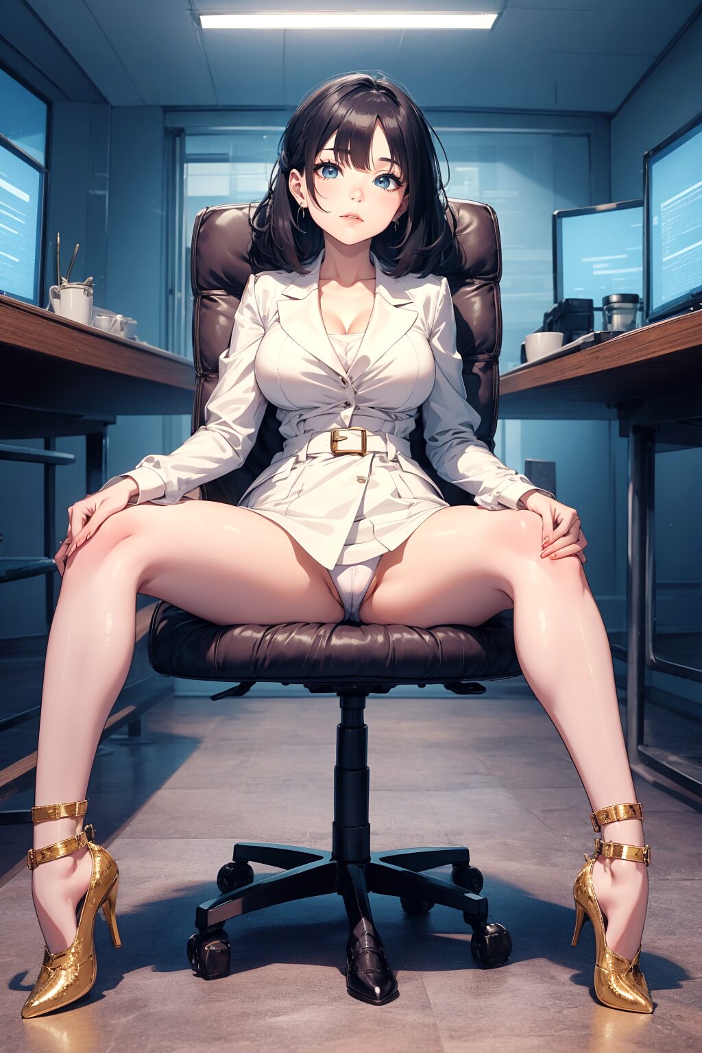 （イラスト風）年下の女上司のパンティと美脚 part2 ハイヒール パンチラ 1