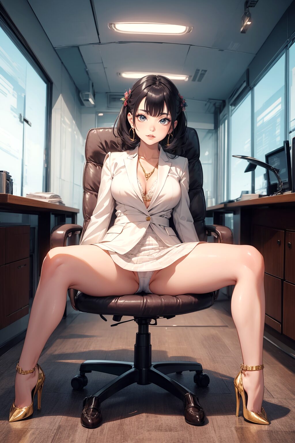 （イラスト風）年下の女上司のパンティと美脚 part2 ハイヒール パンチラ 6