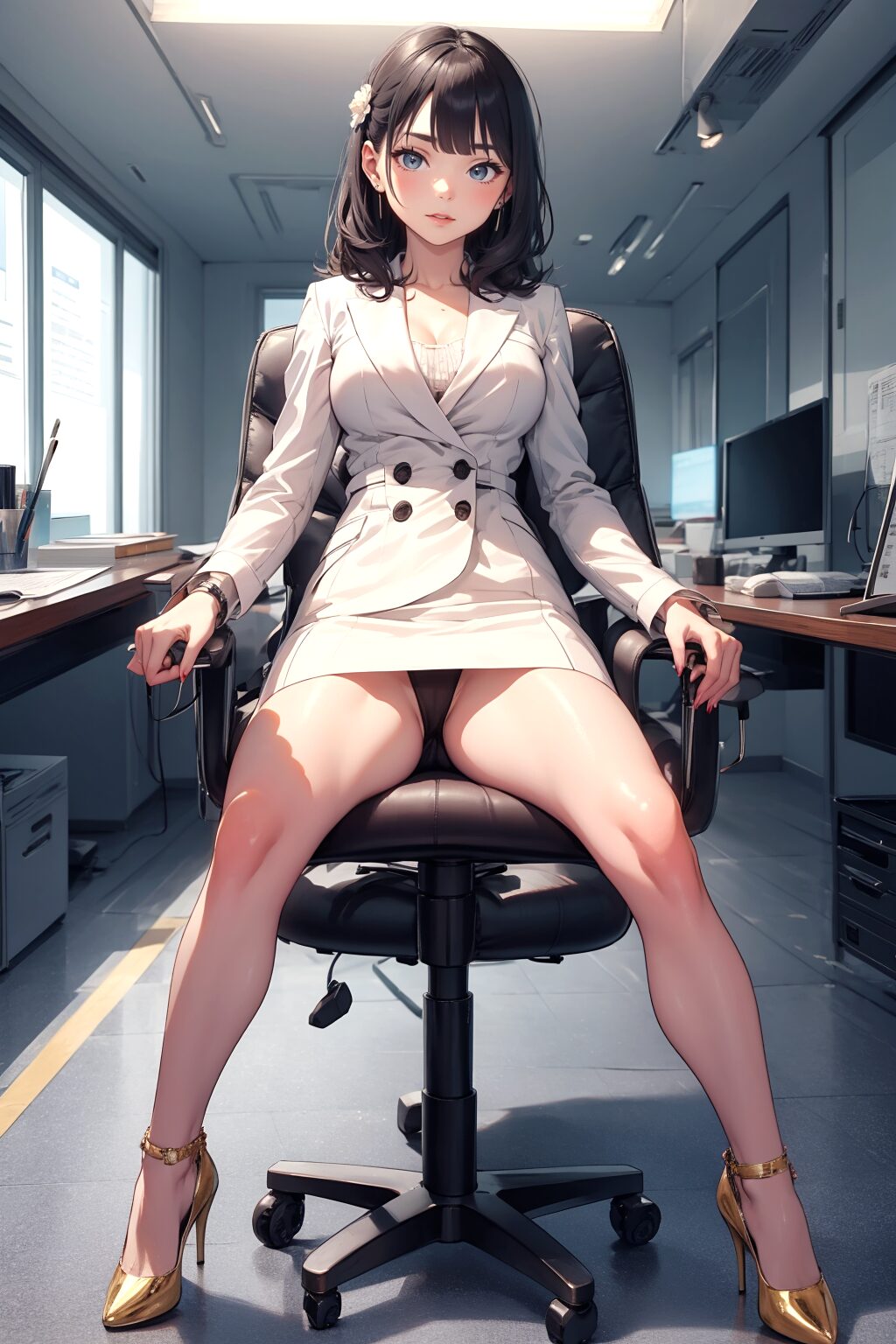 （イラスト風）年下の女上司のパンティと美脚 part2 ハイヒール パンチラ 4