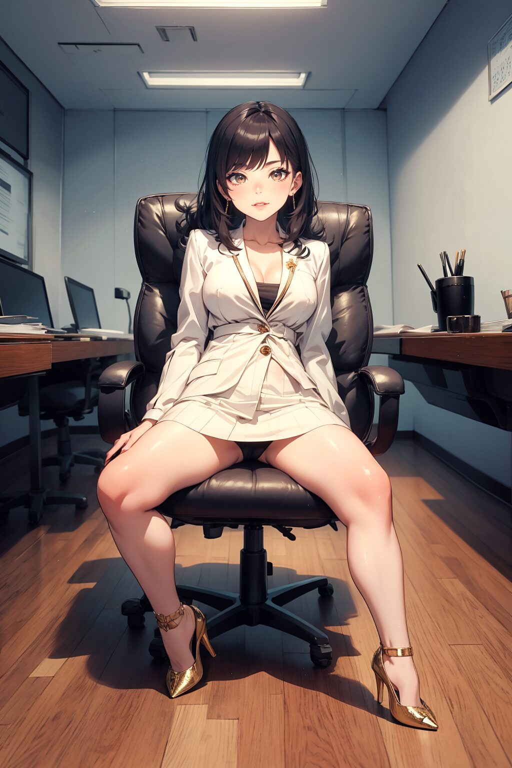 （イラスト風）年下の女上司のパンティと美脚 part3 ハイヒール パンチラ 2