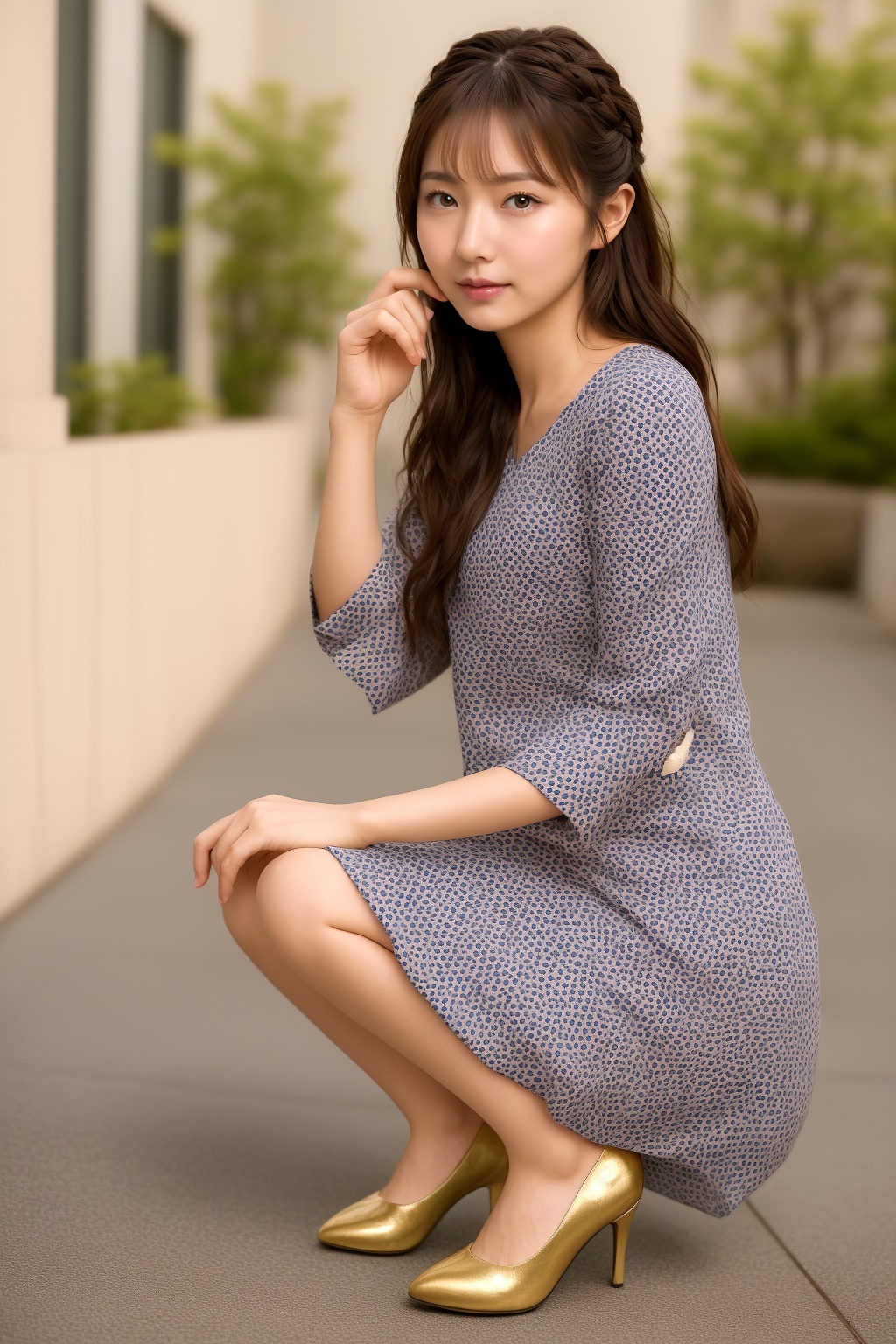 しゃがんでいる上品なＯＬの極上パンプスコーデ part2 OL お嬢様 4