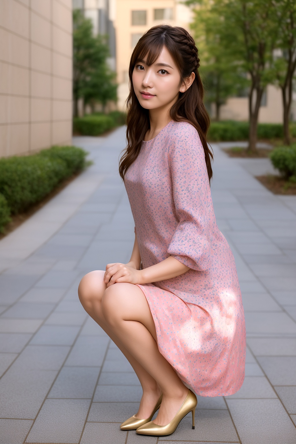 しゃがんでいる上品なＯＬの極上パンプスコーデ part2 OL お嬢様 6