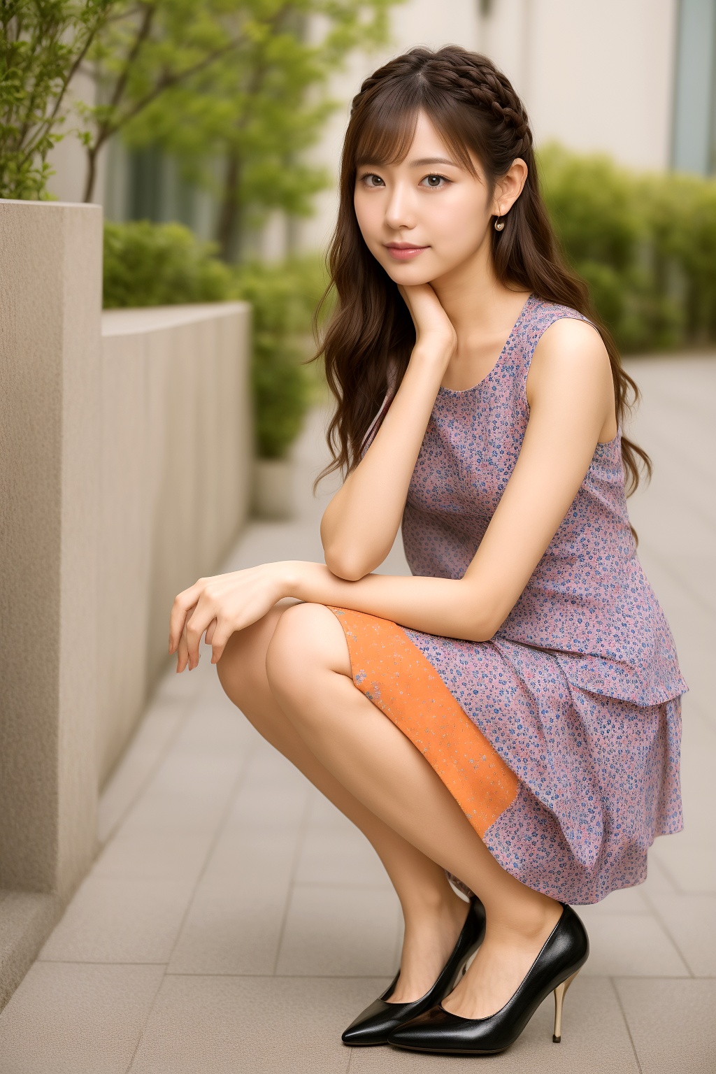 しゃがんでいる上品なＯＬの極上パンプスコーデ part2 OL お嬢様 3