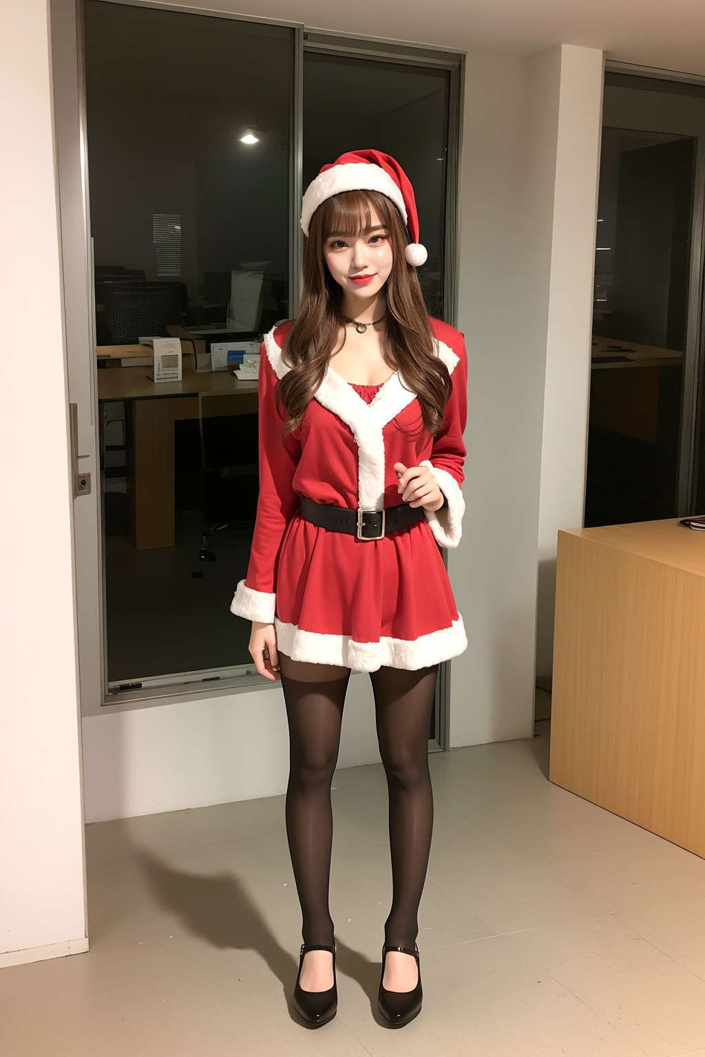 【無料】【Xmas特典】黒スト美脚OLのサンタコス part1 サンタ 黒スト 5