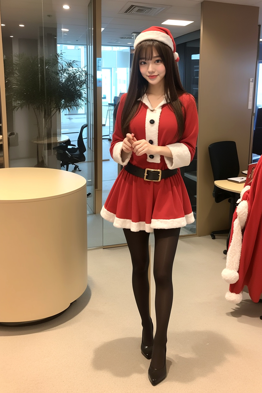 【無料】【Ｘｍａｓ特典】黒スト美脚ＯＬのサンタコス part1 サンタ 黒スト 6
