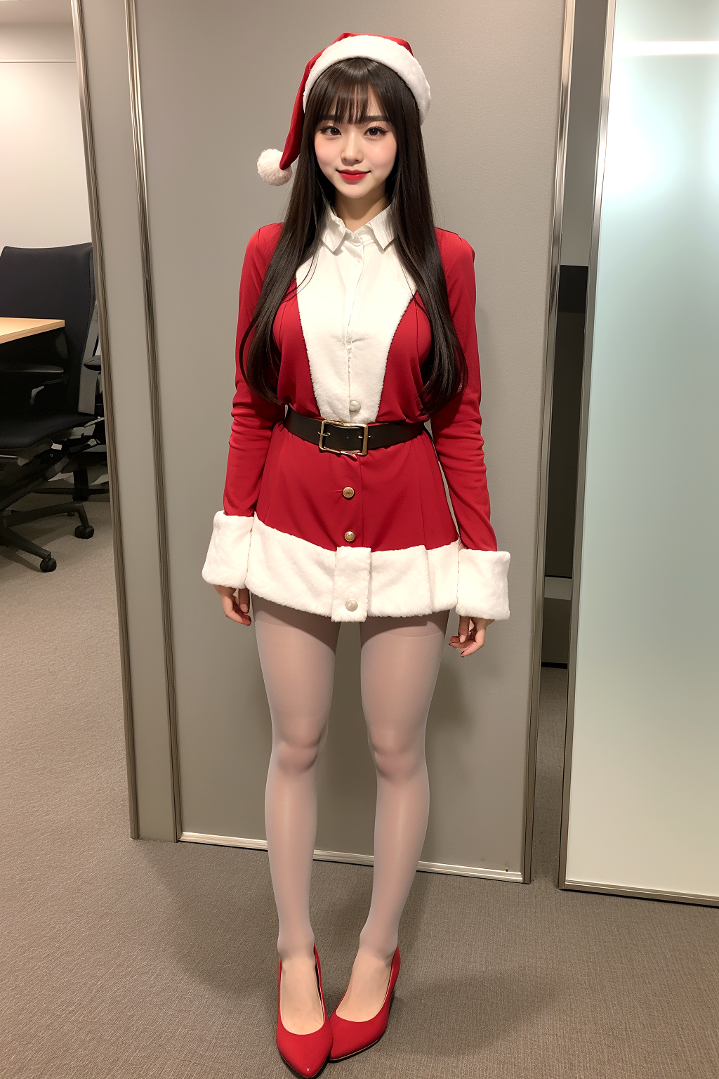 【無料】【Xmas特典】黒スト美脚OLのサンタコス part1 サンタ 黒スト 2