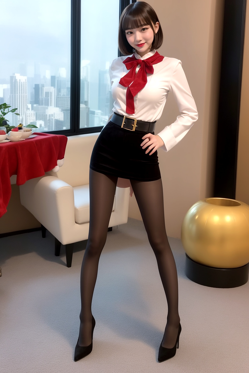 【無料】【Ｘｍａｓ特典】黒スト美脚ＯＬのサンタコス part1 サンタ 黒スト 1