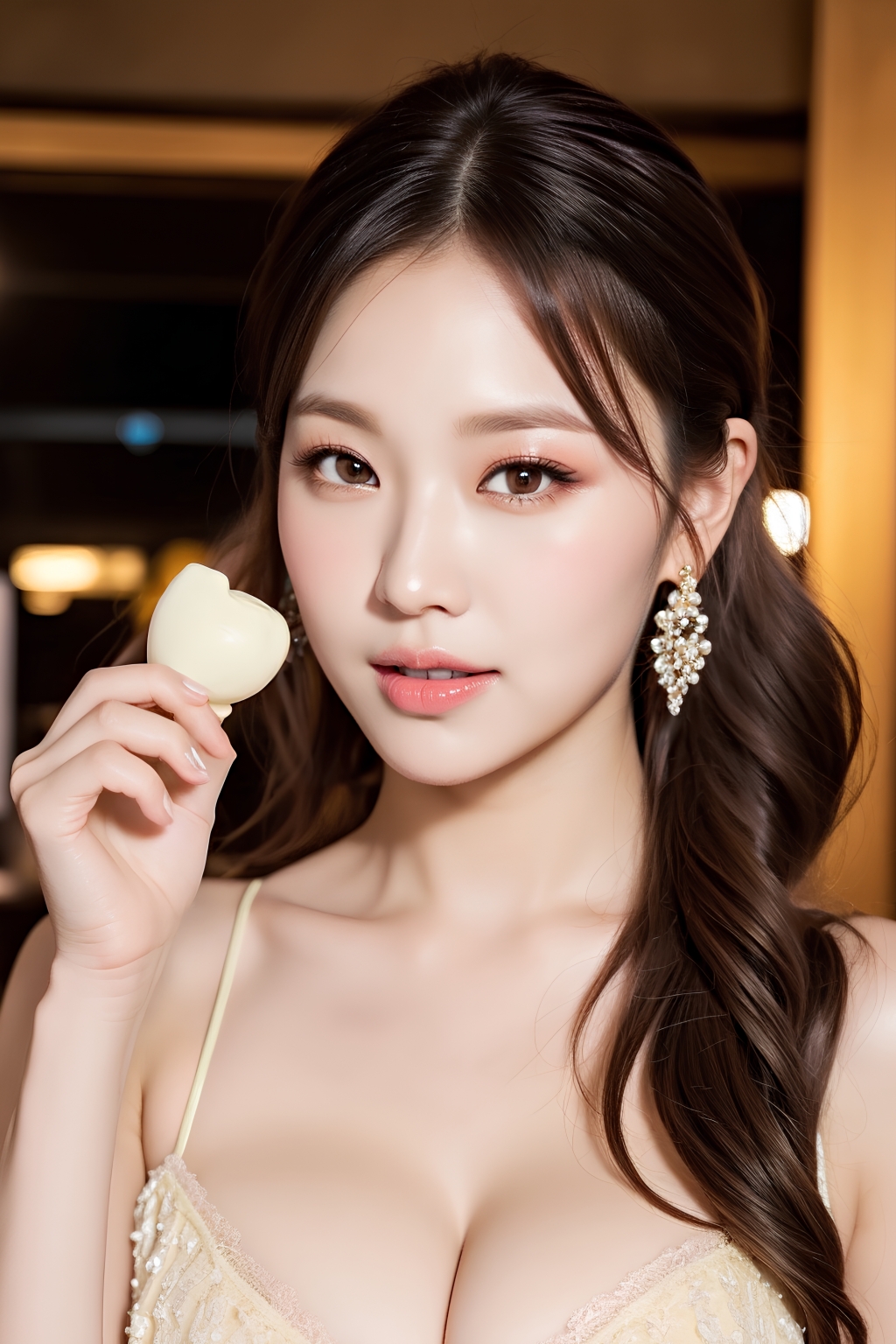 ドレスを着た巨乳美女のバッチリメイク part5 美女 谷間 3