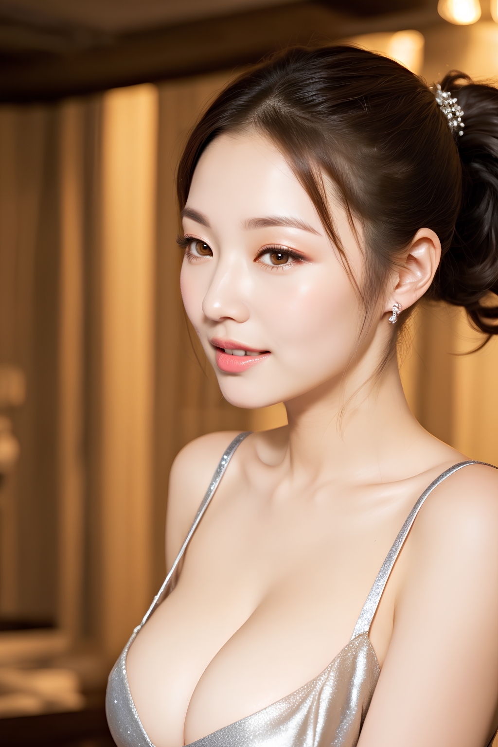 ドレスを着た巨乳美女のバッチリメイク part5 美女 谷間 2