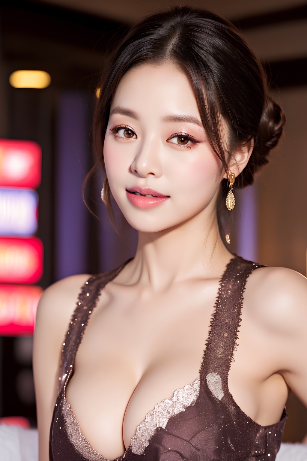 ドレスを着た巨乳美女のバッチリメイク part5 美女 谷間 5