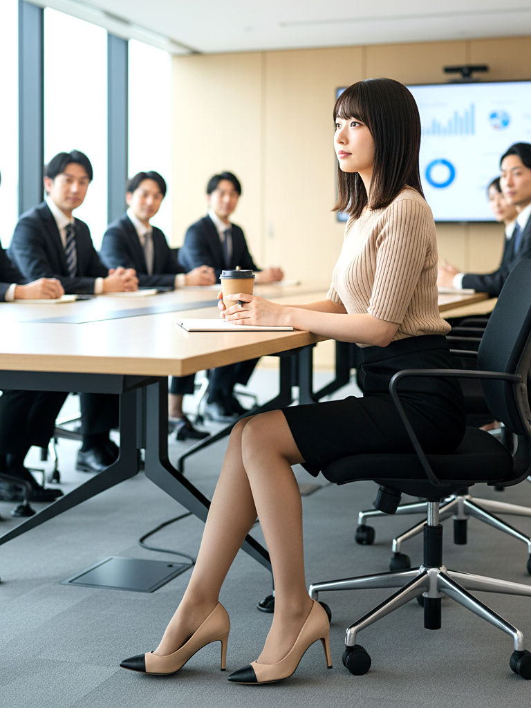 後輩OLの美脚が気になって会議に集中できません part1 美脚 会議中 2