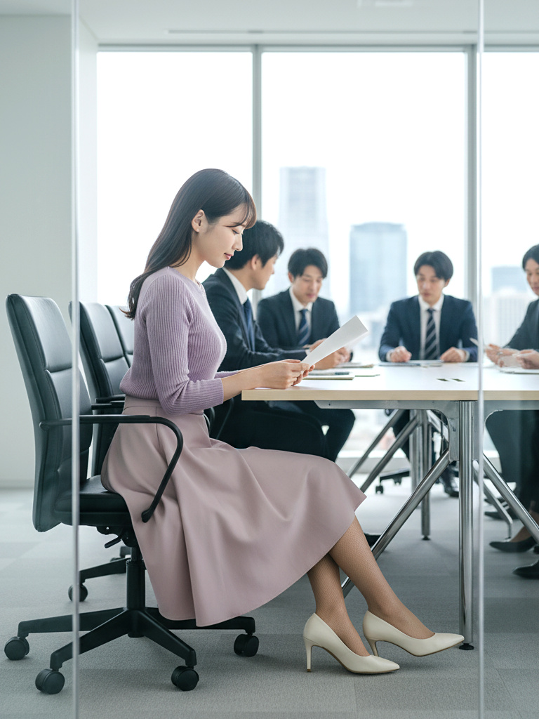 後輩ＯＬの美脚が気になって会議に集中できません part1 美脚 会議中 2