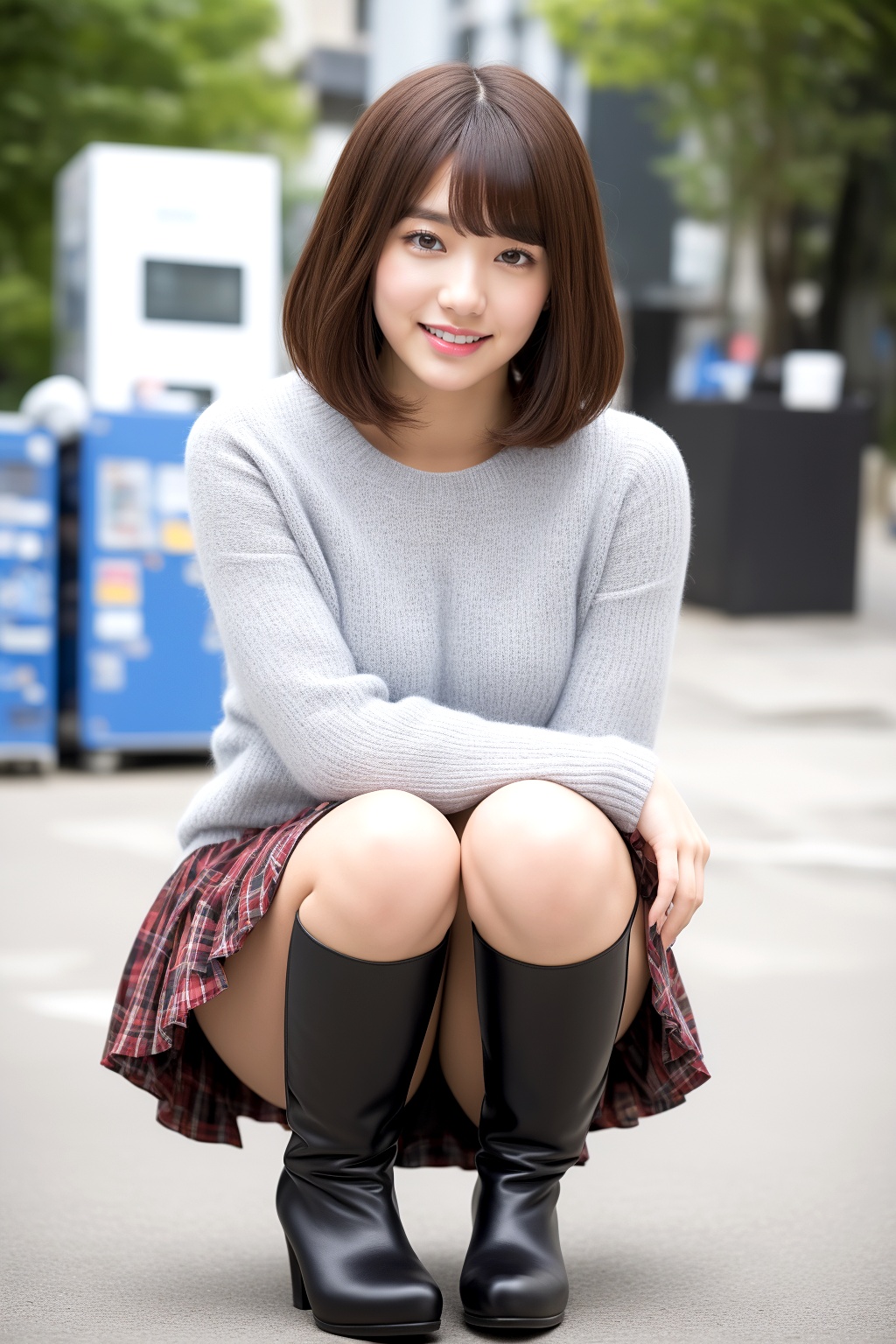 ミニスカブーツでしゃがむボブカット美人 part2 しゃがみ パンスト 3