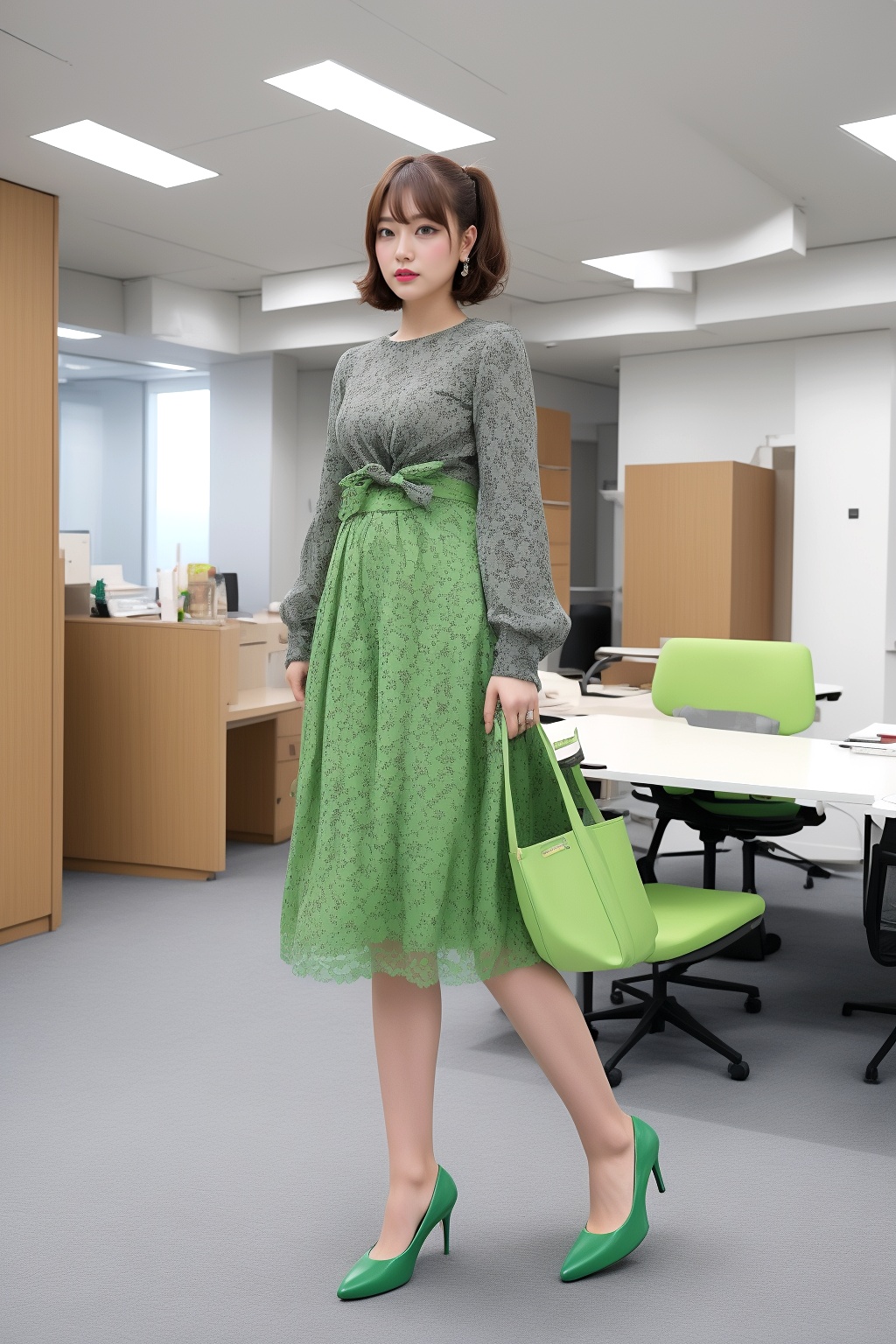 素足で挑むＯＬのハイヒール図鑑 part1 OL チュールスカート 2