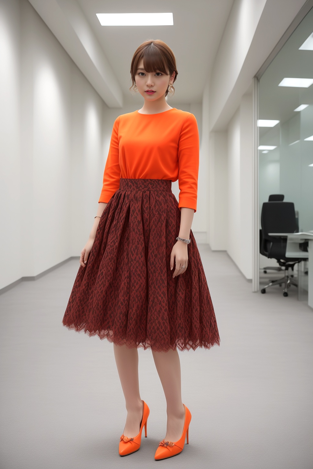 素足で挑むＯＬのハイヒール図鑑 part1 OL チュールスカート 3