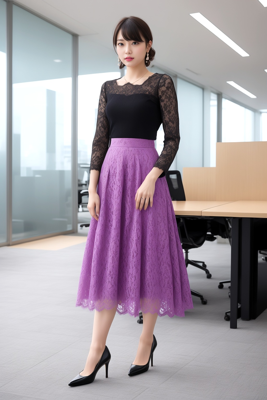 素足で挑むＯＬのハイヒール図鑑 part2 OL チュールスカート 3