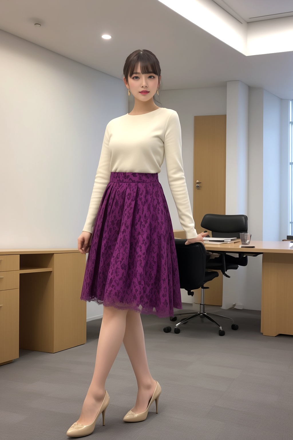 素足で挑むＯＬのハイヒール図鑑 part3 OL チュールスカート 5