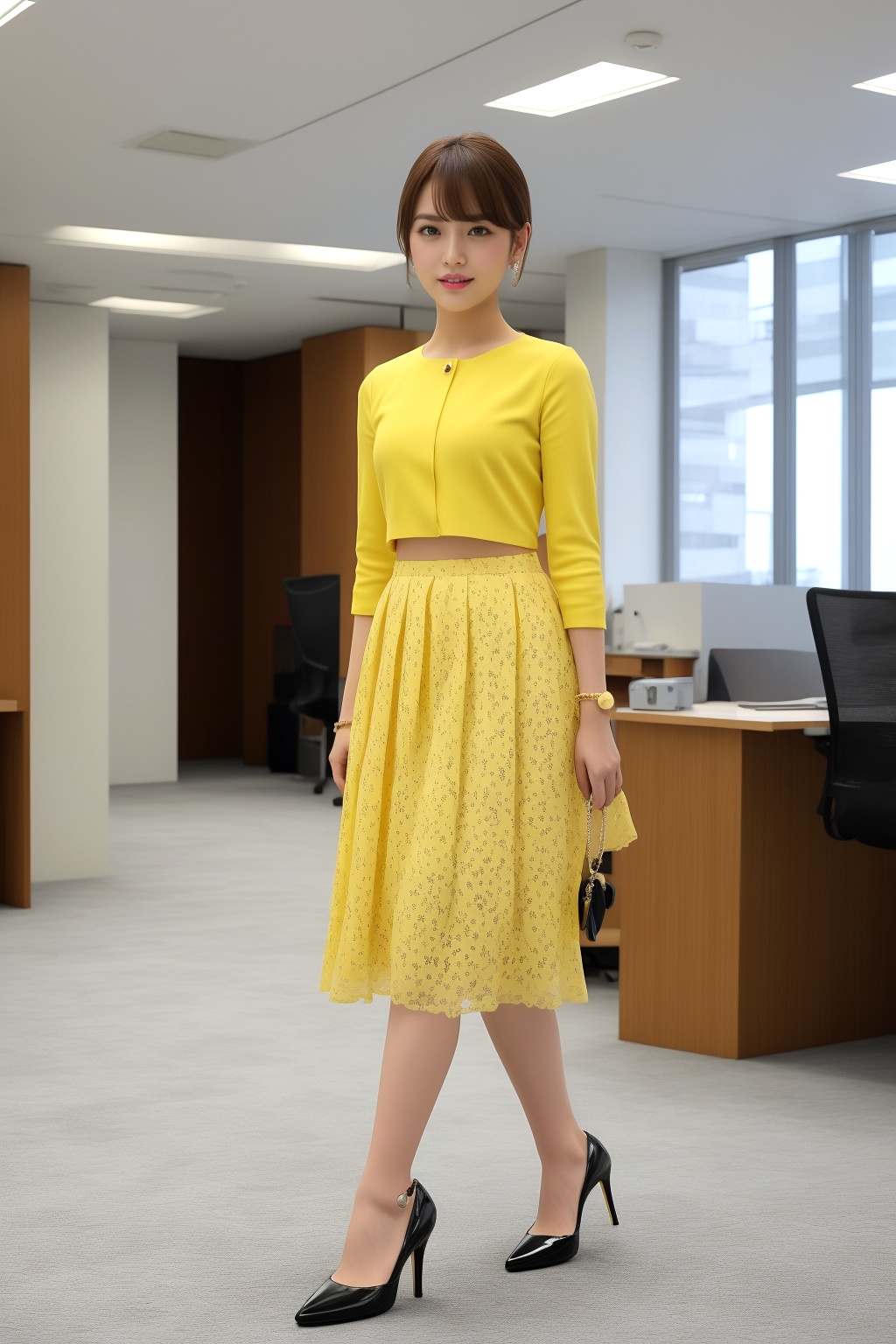 素足で挑むOLのハイヒール図鑑 part3 OL チュールスカート 1