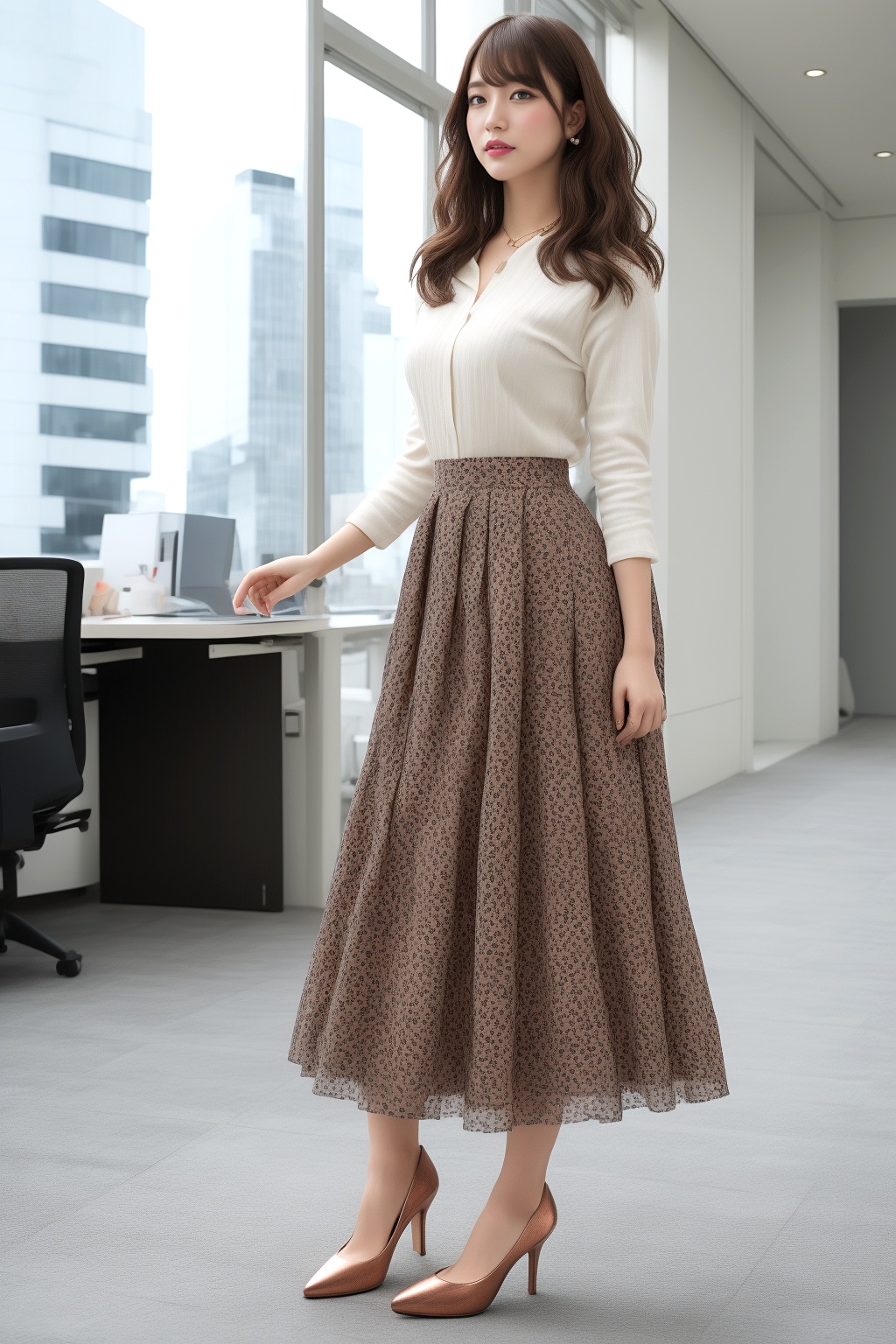 素足で挑むOLのハイヒール図鑑 part3 OL チュールスカート 5