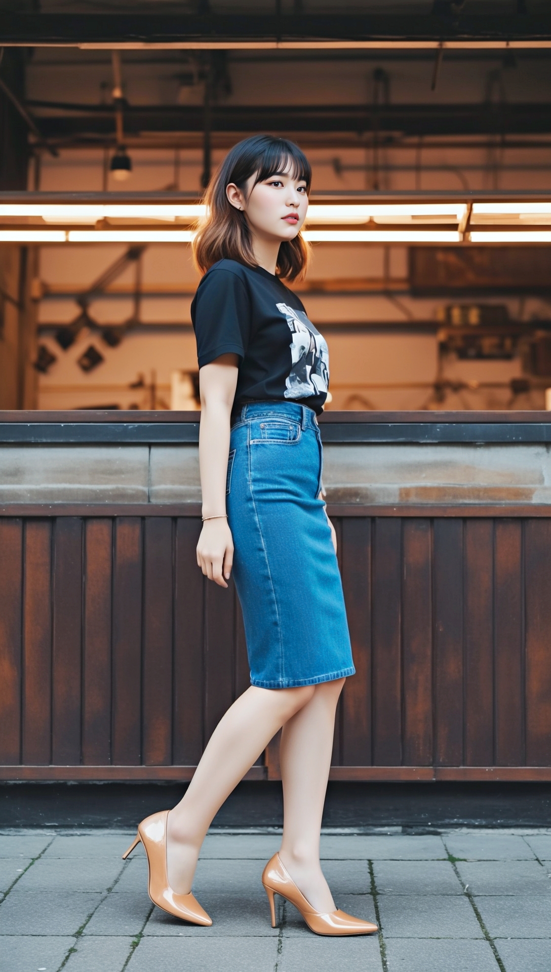 デニム素材のミニスカ生足美女 part4 サンダル デニム 1