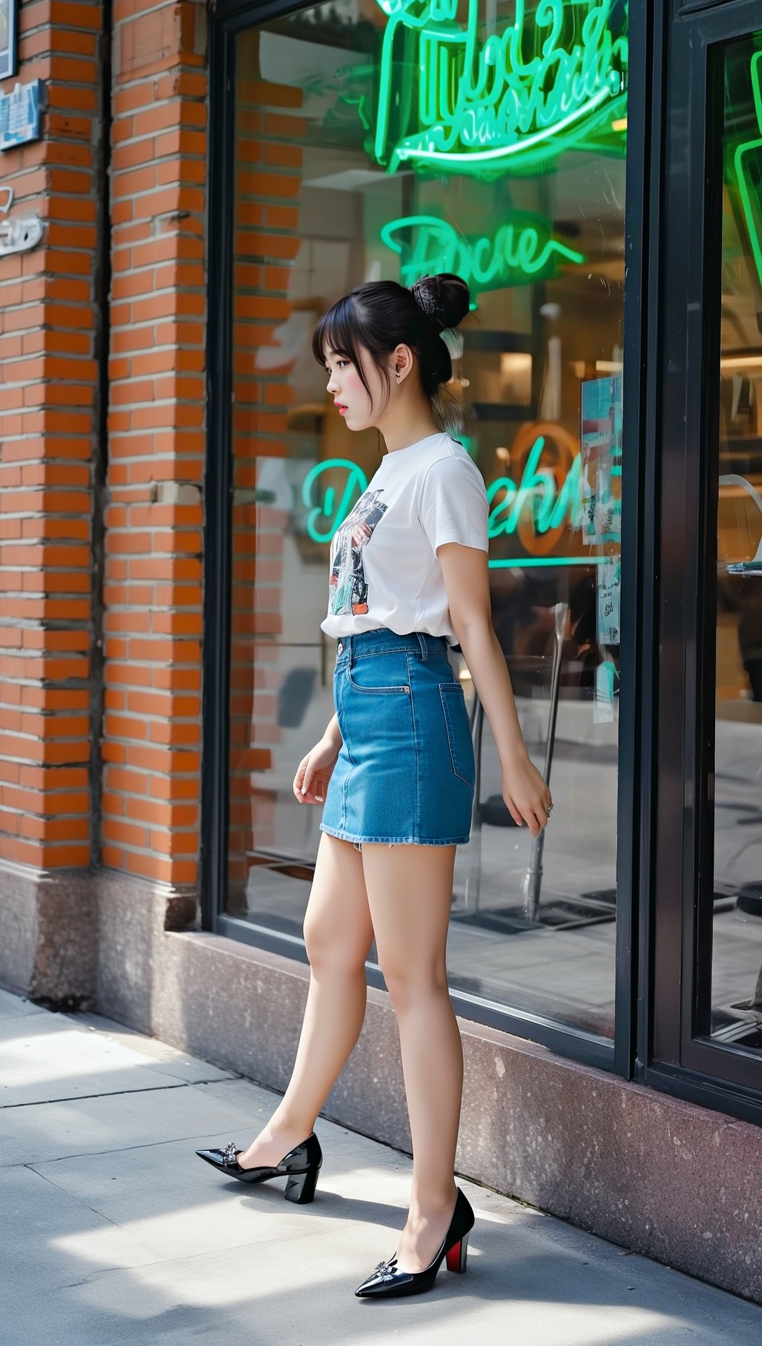 デニム素材のミニスカ生足美女 part5 サンダル デニム 3