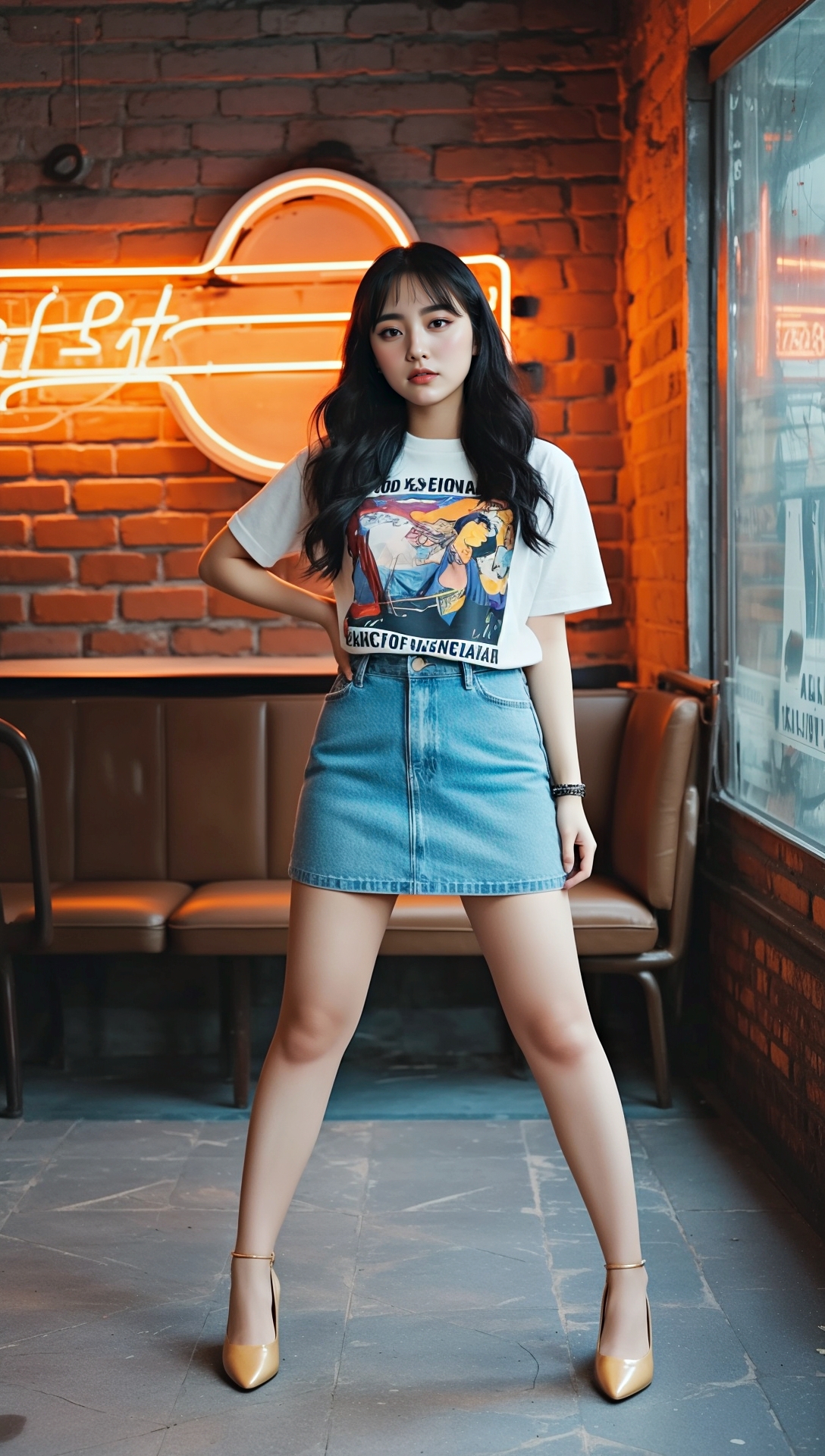 デニム素材のミニスカ生足美女 part5 サンダル デニム 6