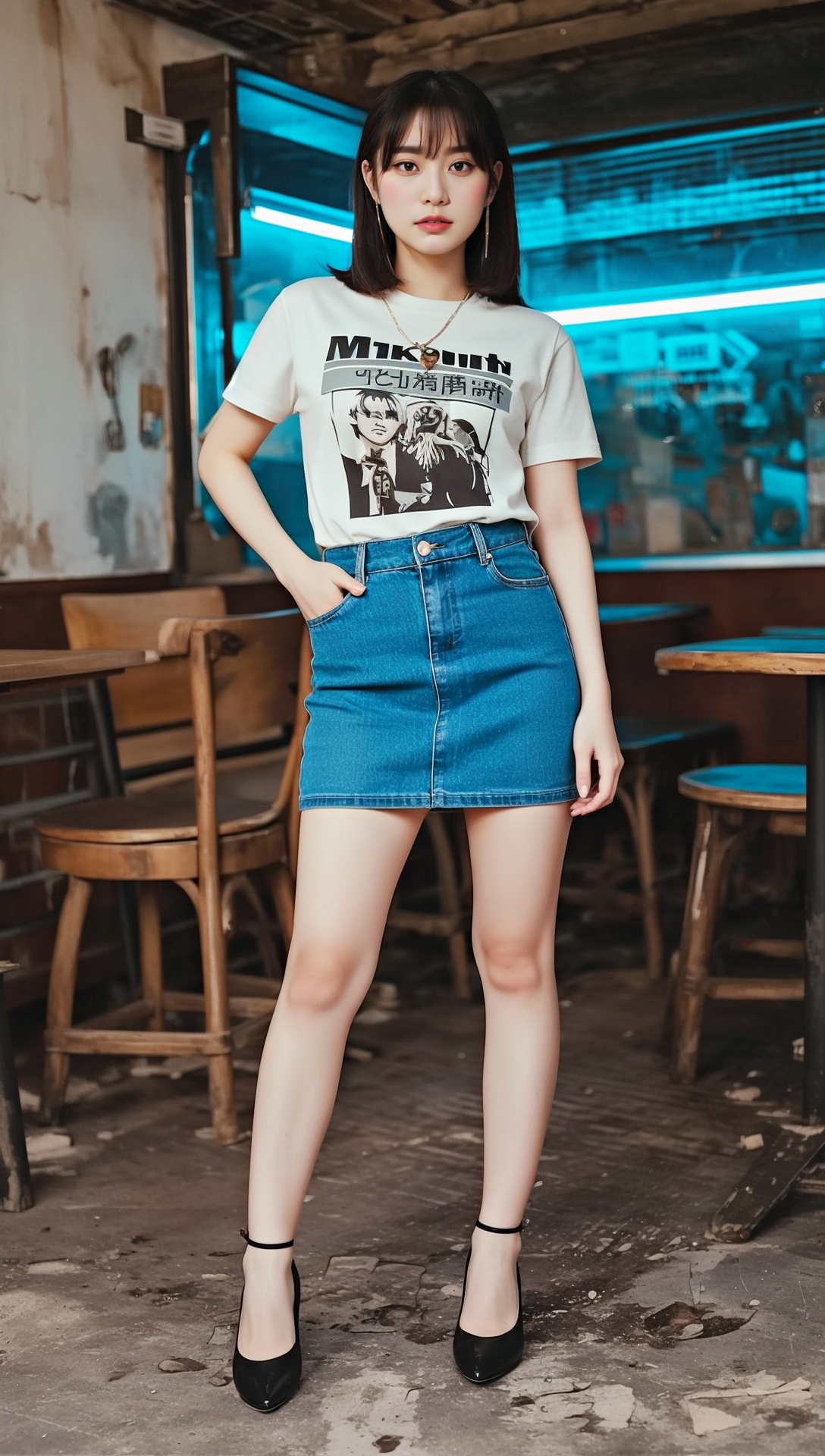 デニム素材のミニスカ生足美女 part5 サンダル デニム 1