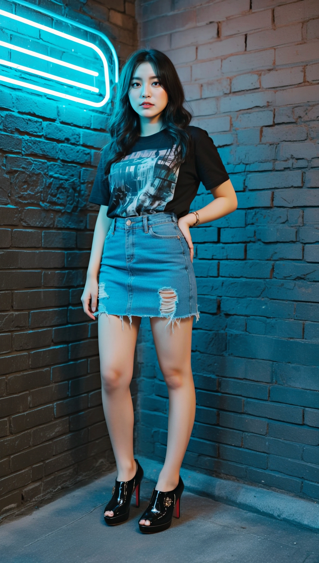 デニム素材のミニスカ生足美女 part5 サンダル デニム 5