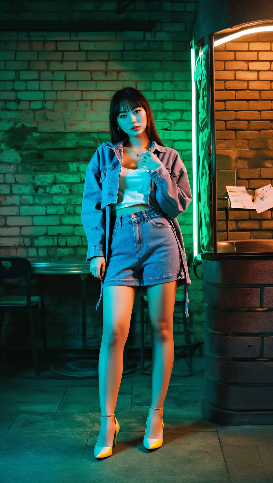 デニム素材のミニスカ生足美女 part5 サンダル デニム 4