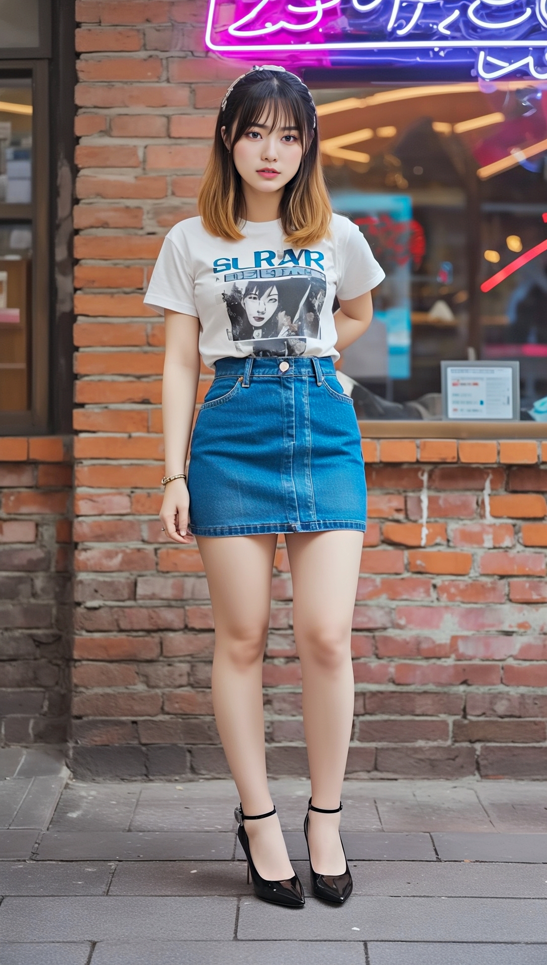 デニム素材のミニスカ生足美女 part6 サンダル デニム 4