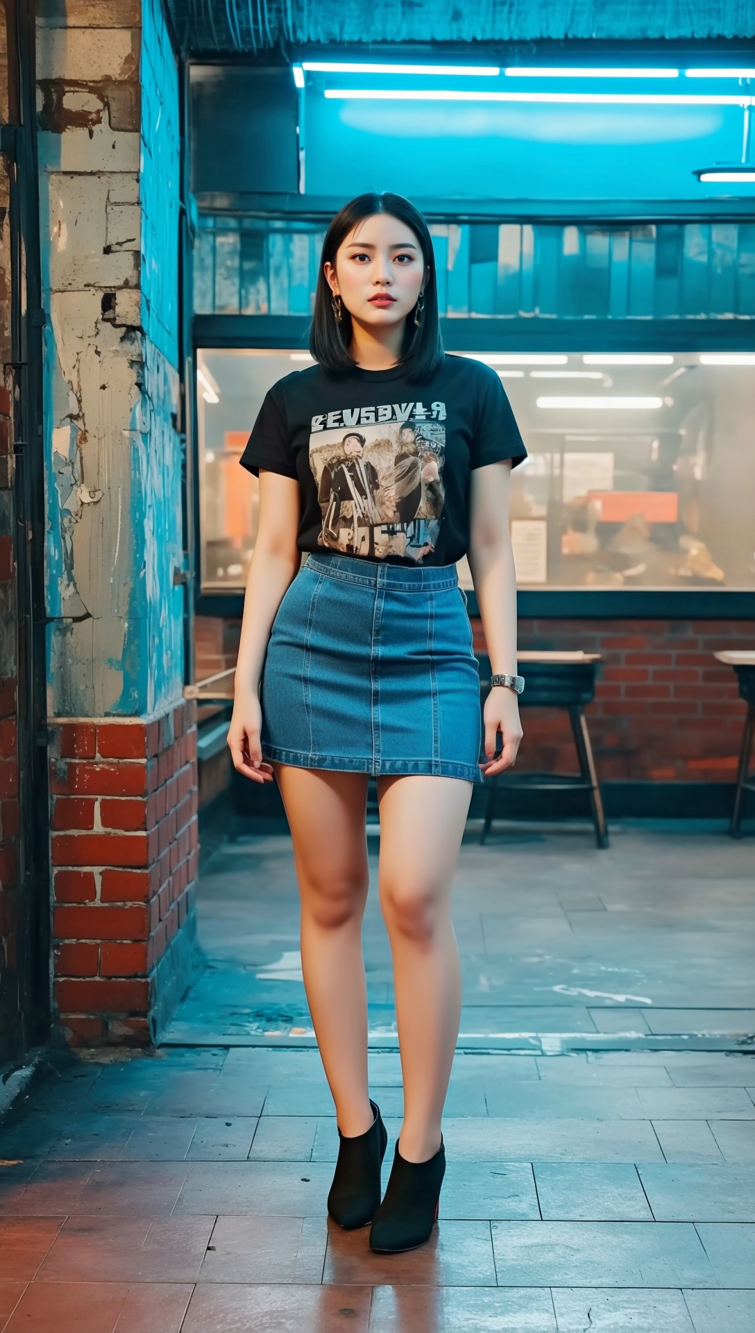 デニム素材のミニスカ生足美女 part6 サンダル デニム 3