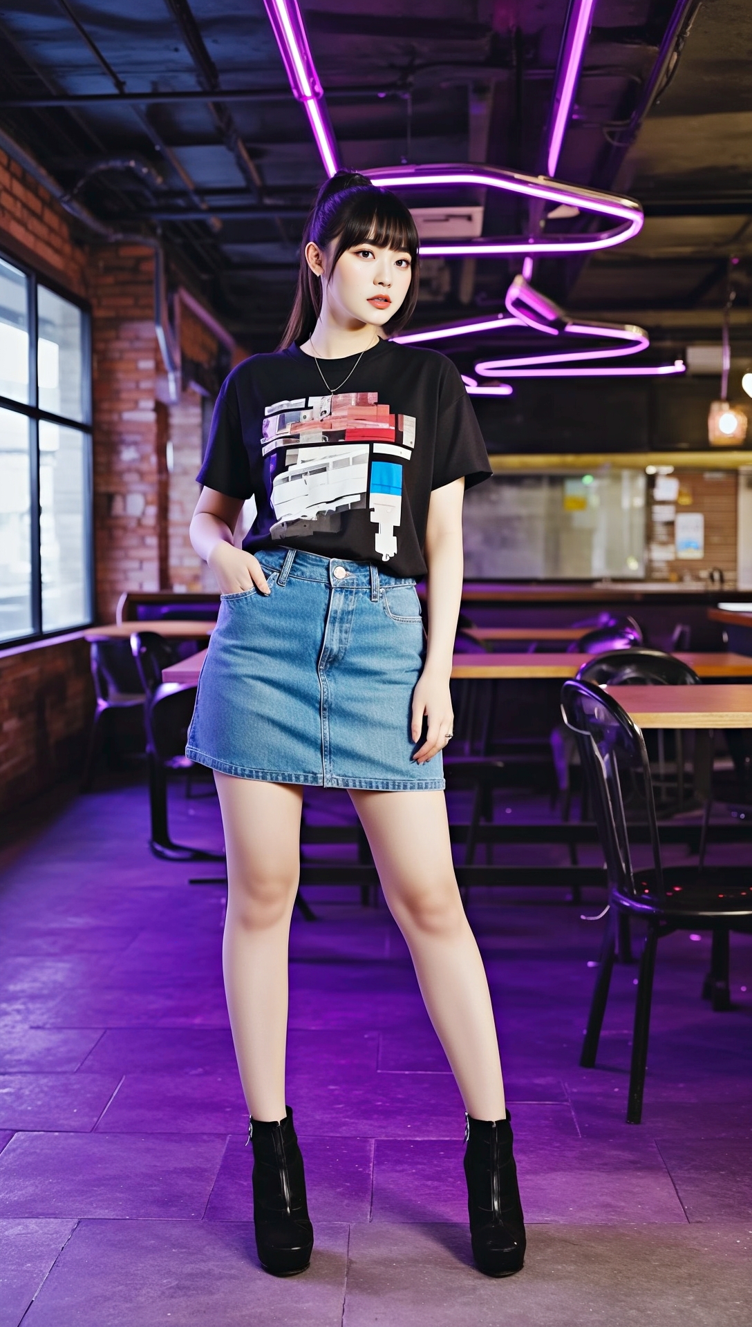 デニム素材のミニスカ生足美女 part6 サンダル デニム 1