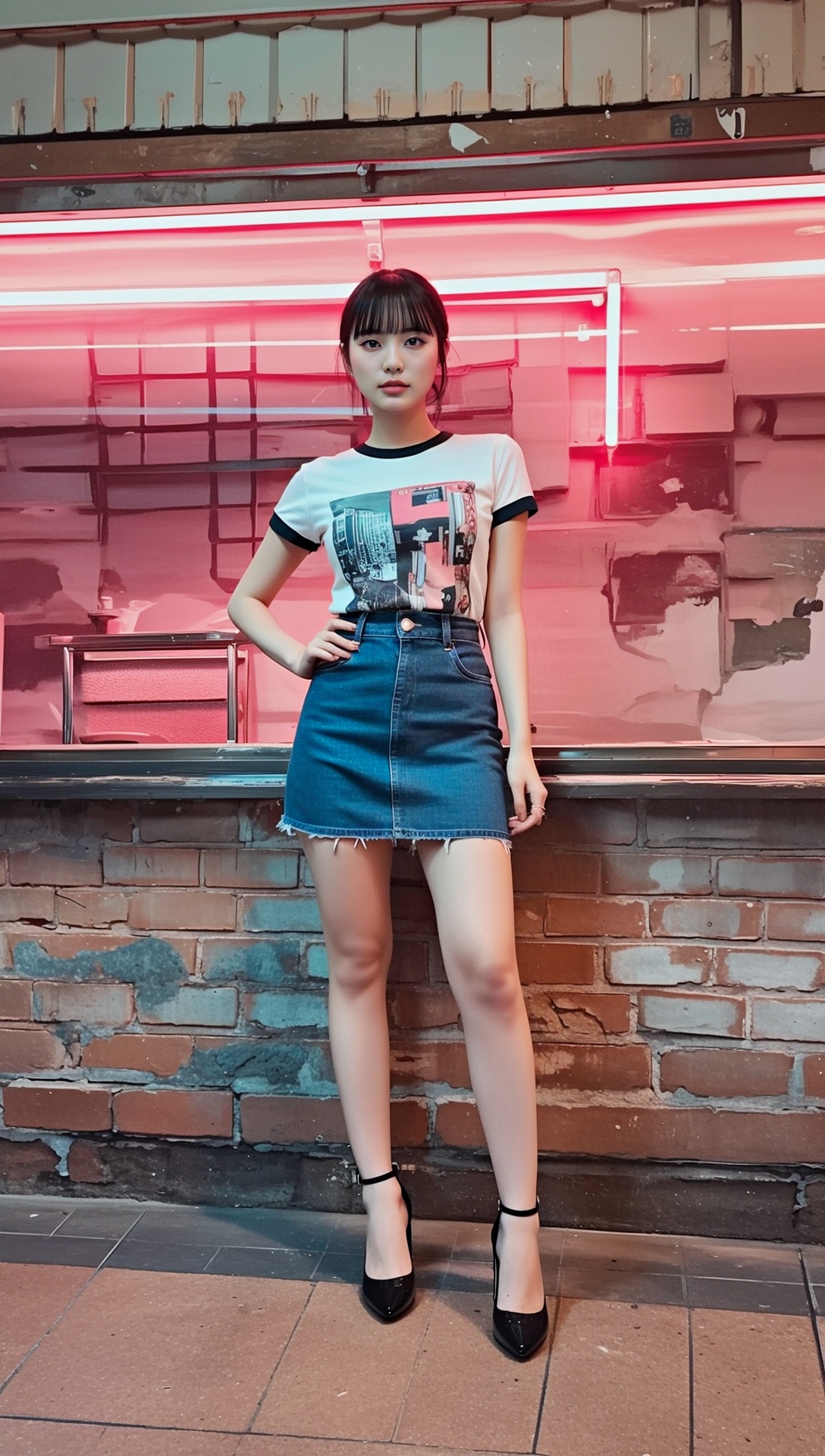 デニム素材のミニスカ生足美女 part7 サンダル デニム 2