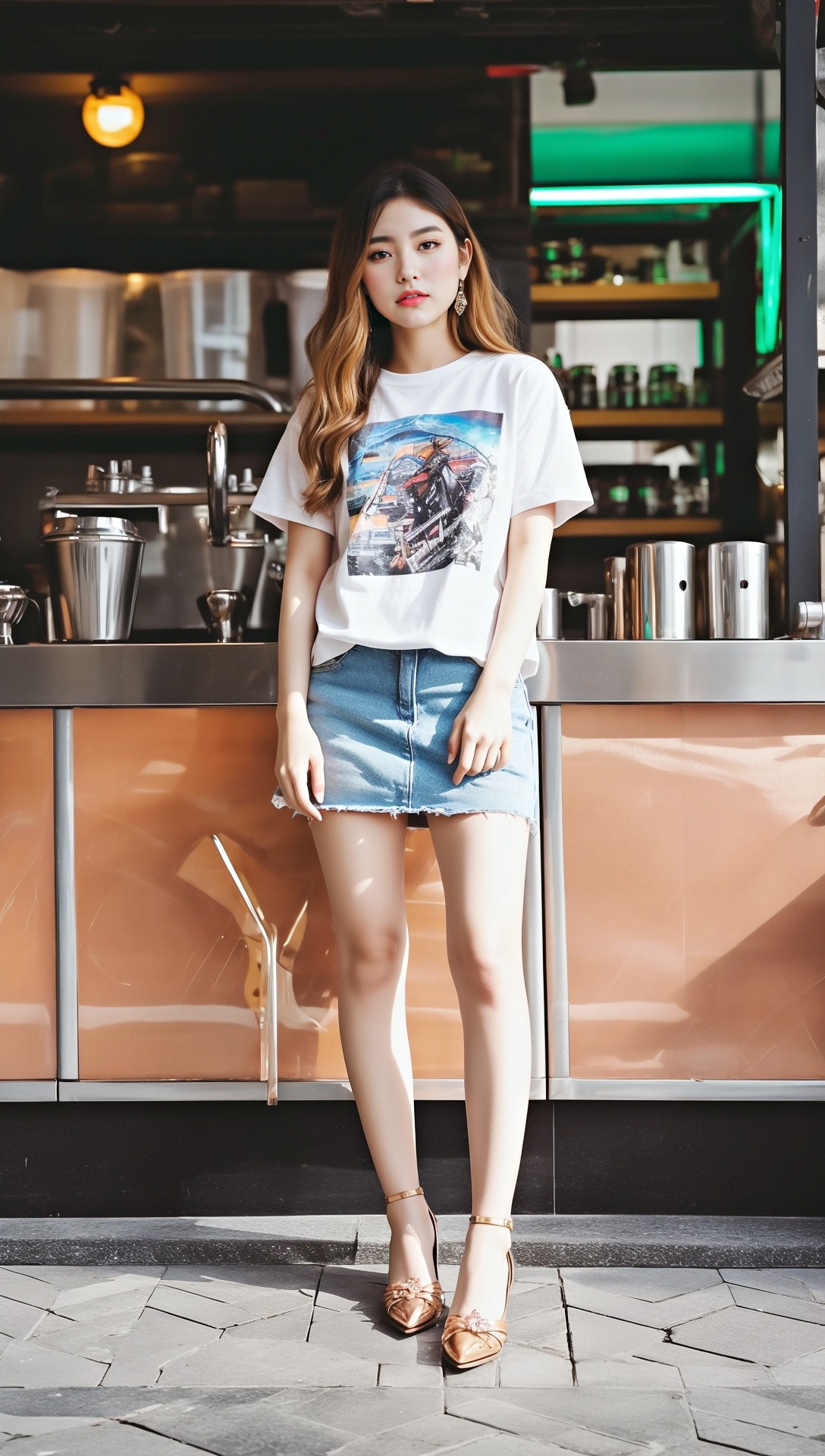 デニム素材のミニスカ生足美女 part7 サンダル デニム 3