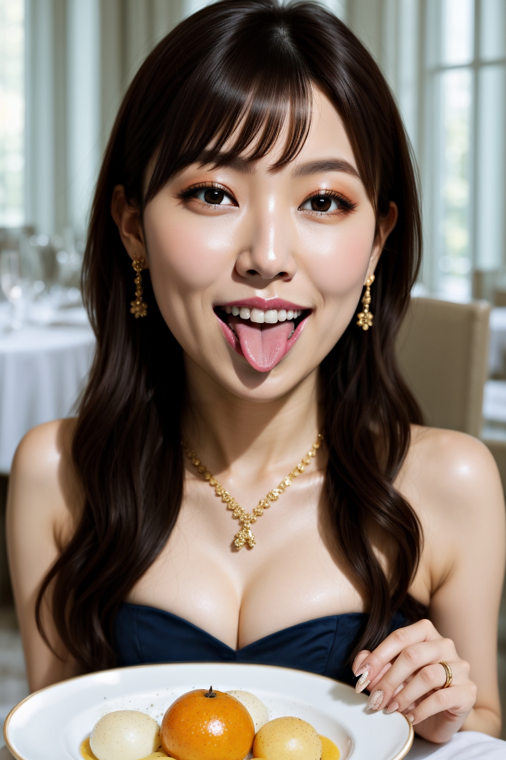 友達（人妻）の舌出し写真をゲットした件 part2 おっぱい ドレス 3